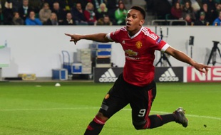Anthony Martial, recrue phare de Manchester United, après son but contre le VfL Wolfsburg en Ligue des champions, le 8 décembre 2015 à la Volkswagen Arena