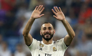 Karim Benzema, joueur au Real Madrid, en plein match le 1er septembre 2018 à Madrid.