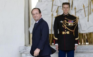 Le président François Hollande à l'issue du Conseil des ministres le 26 mars 2014 à l'Elysée à Paris