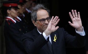 Quim Torra lors de son élection à la tête de la Catalogne, le 14 mai 2018.