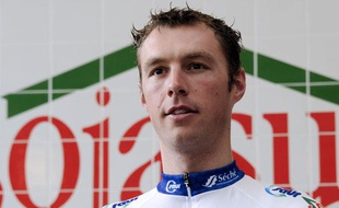 Arnaud Coyot, alors sous les couleurs de l'équipe Sojasun, en javien 2012 à Chateaubourg.