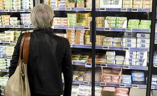 Illustration rayon beurre dans un supermarche a Nantes.