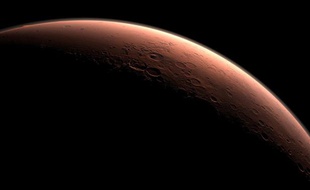 Lever de soleil sur Mars, image générée par ordinateur.