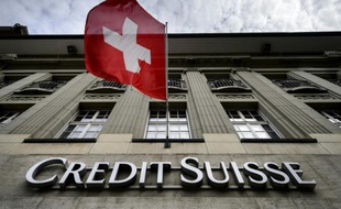 Une enseigne du Crédit Suisse, le 8 mai 2014 à Berne