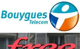 Les logos des deux opérateurs de télécom, Bouygues Telecom et Free