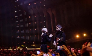 Madame Monsieur, lors du jury show de la finale de l'Eurovision, le 11 mai 2018 à Lisbonne.