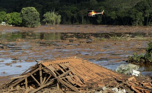 Les dégâts après l'effondrement du barrage de Brumadinho, en janvier 2019 au Brésil.