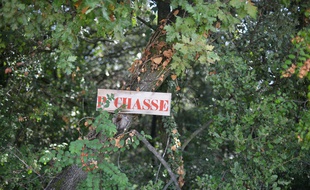 Un panneau indiquant une réserve de chasse. (Illustration)