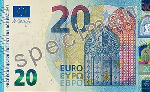 Le nouveau billet de 20 euros présenté par la BCE.