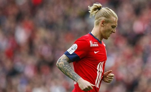Le défenseur lillois Simon Kjaer lors du match contre Nantes le 15 mars 2014.