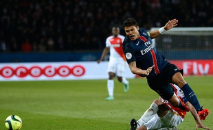 Le défenseur du PSG Thiago Silva, le 20 mars 2016, contre Monaco, au Parc des Princes.