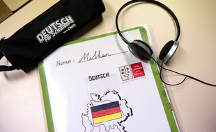 Un cahier d'allemand au collège.