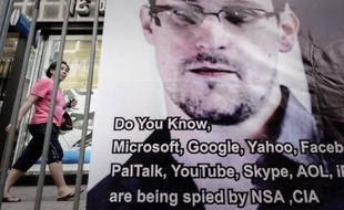 Une affiche de soutien à Edouard Snowden à Hong Kong, le 18 juin 2013