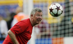 Alex Ferguson à l'entraînement avec Manchester United à Rome, le 26 mai 2009.
