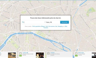 la page d'accueil du site de l'application Foursquare.