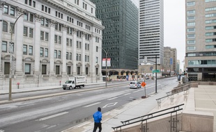 Une rue vide à Montréal, le 3 avril 2020.