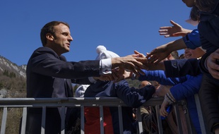 Emmanuel Macron sur le plateau des Glières, le 31 mars 2019.