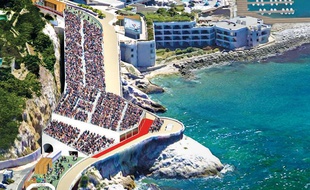 Les tribunes qui seront installées sur la Corniche à Marseille (si Paris décroche les JO 2024)
