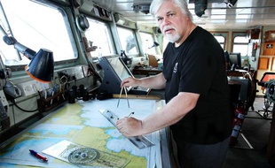 Paul Watson à bord d'un navire de Sea Sheperd, en mai 2011.
