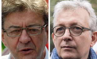 Collage SIPA 20 Minutes de Jean-Luc Mélenchon (France insoumise) et de Pierre Laurent (Parti communiste français)