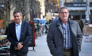 Bruno Odos et Pascal Fauret devant la cour d'assises d'Aix-en-Provence, le 19 mars 2019.