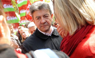 Jean-Luc Mélenchon, co-président du Parti de Gauche, à la manifestation contre les retraites le 10 septembre 2013.