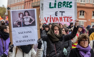 Une manifestation contre les violences faites aux femmes.
