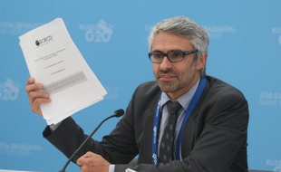 Pascal Saint-Amans, directeur du centre de politique et d'administration fiscale responsable du dossier à l'Organisation de coopération et de développement économiques (OCDE) au sommet du G20 à Saint Petersbourg, en Russie le 4 septembre 2013