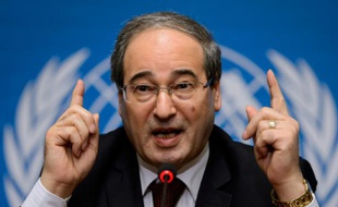 Le numéro deux de la diplomatie syrienne Fayssal Mekdad à Genève le 26 janvier 2014