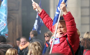 Des agents territoriaux ont manifesté mardi 13 octobre à Rennes.