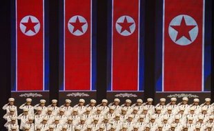 La chorale militaire nord-coréenne lors des célébrations des 70 ans du régime, le 8 septembre 2018.