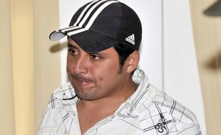 Jaime Martinez, reconnu coupable du meurtre en 2010 d'un couple de Français en Bolivie, le 27 février 2014 au tribunal de Trinidad