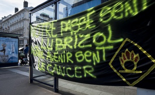 Lors d'une manifestation de victimes de l'incendie de Lubrizol, à Rouen.