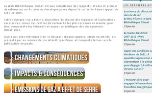 Capture d'écran du site de la bibliothèque en ligne du Réseau action climat France.