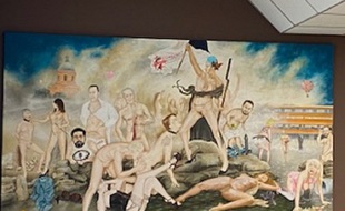 La fresque installée dans le réfectoire de l'Internat de médecine du CHU de Toulouse suscite la polémique.