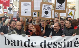 Manifestation d'auteurs de BD à Angoulême le 31 janvier 2015