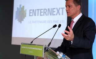 Dominique Cerutti, alors directeur général adjoint et administrateur de NYSE Euronext, lors de la conférence de presse de lancement d'"EnterNext", à Paris, le 23 mai 2013