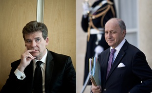 Arnaud Montebour et Laurent Fabius en 2014. (photomontage)