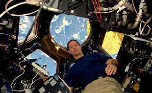 Thomas Pesquet à bord de la Station spatiale internationale le 19 novembre 2016; lors de son premier séjour.