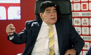 Diego Maradona, ici le 4 mai 2015 lors d'une intervention en Jordanie.