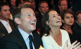 Les socialistes Vincent Peillon et Ségolène Royal, le 23 septembre 2008, lors d'un meeting à Paris.