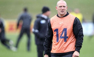 Le centre anglais Mike Tindall à l'entraînement, le 13 septembre 2011