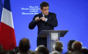 Nicolas Sarkozy lors de ses voeux au monde de l'éducation à Chasseneuil-du-Poitou (Charente), le 5 janvier 2012.