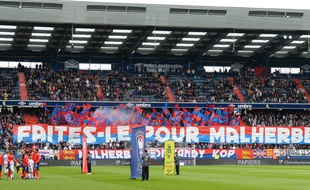 Le stade d'Ornano derrière son équipe de Caen lors du match face à Dijon, le 28 avril 2019.