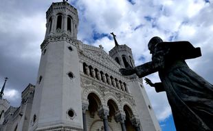Lyon, le 25 avril 2016. Vue de la basilique de Fourvière. HOUPLINE RENARD/SIPA