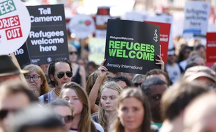 Manifestation en faveur de l'accueil de réfugiés syriens à Londres le 12 septembre 2015.