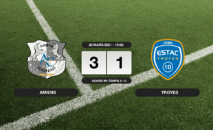Ligue 2, 30ème journée: Amiens vainqueur de Troyes 3 à 1 au stade de la Licorne