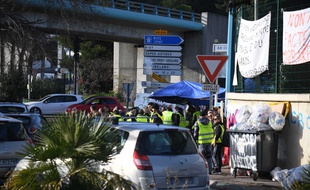 Le rond Point du carrefour de Provence à hauteur d'Antibes lors du mouvement contestataire contre les taxes sur les carburants, les "Gilets Jaunes"
le 22/12/2018.Crédit:Lionel Urman/SIPA.