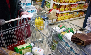 Un caddie de supermarché, à Lyon, en 2009
