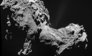 Cette photo, diffusée le 19 septembre 2014 par l'Agence spatiale européenne, montre la comète "Tchouri" alors que Rosetta était à 28,6 km de sa surface